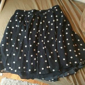 Navy polka dot skirt